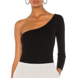NWT NBD Revolve Azura One Shoulder Long Sleeve Ribbed Sweater in Black Size XS